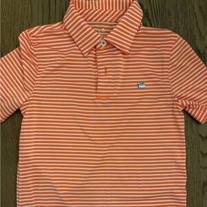 Southern Tide Coral / White Striped Polo